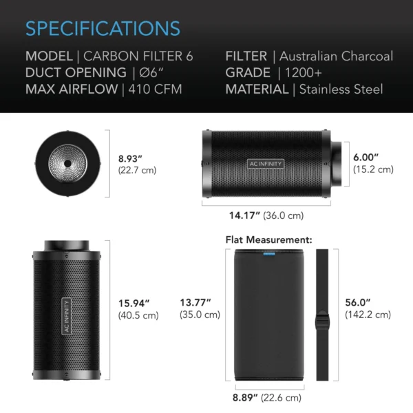 AC Infinity CARBON FILTER XL 6